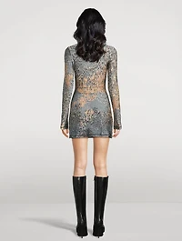 Printed Mini Dress With Crystals