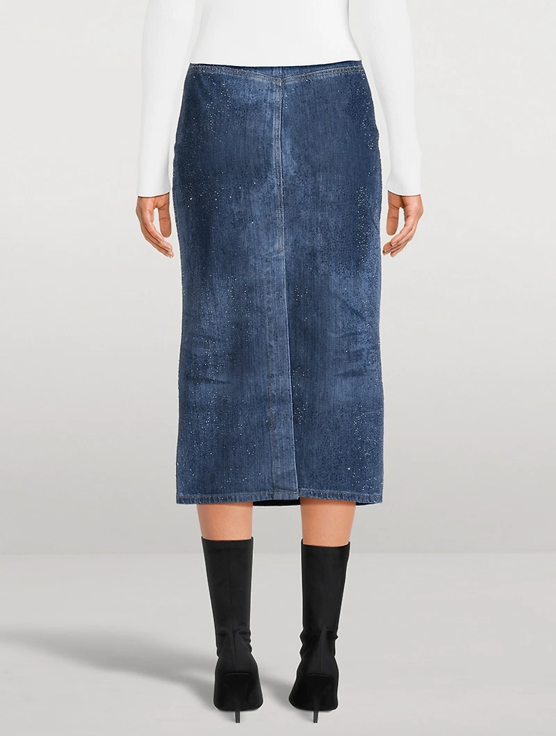 Rhinestone Denim Pencil Skirt