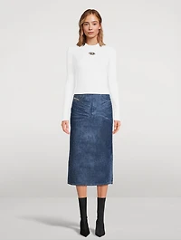 Rhinestone Denim Pencil Skirt