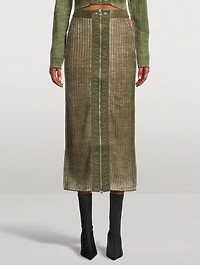 Treated Wool Knit Midi Skirt
