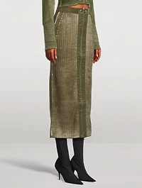 Treated Wool Knit Midi Skirt