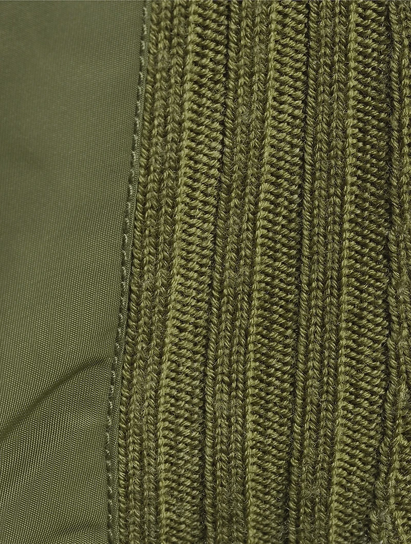 Cropped Wool Cardigan With Nylon Trim