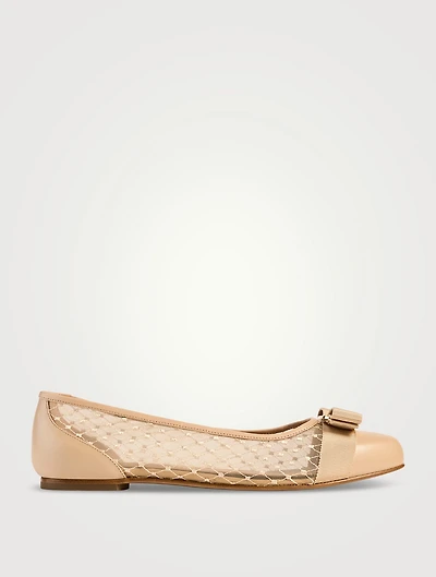 Mesh And Leather Ballet Flats