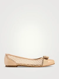 Mesh And Leather Ballet Flats