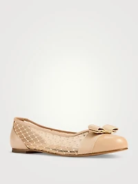 Mesh And Leather Ballet Flats