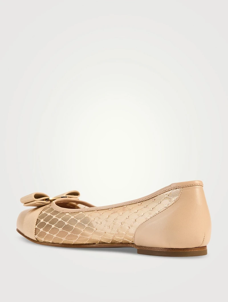 Mesh And Leather Ballet Flats