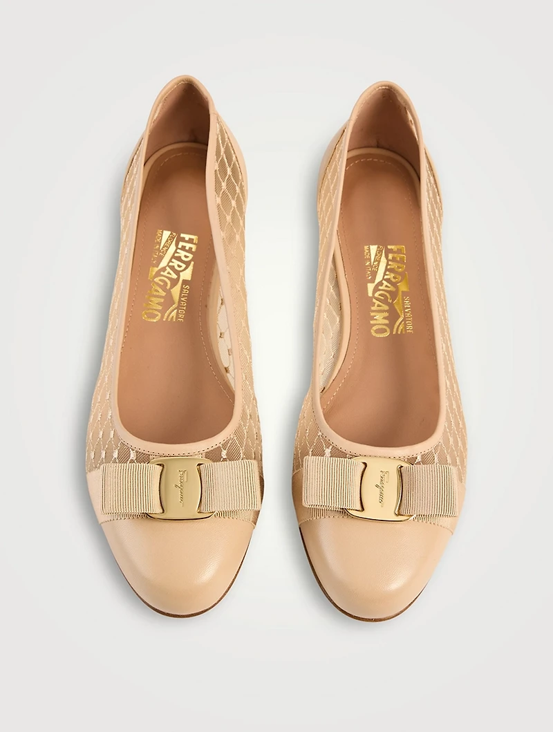 Mesh And Leather Ballet Flats