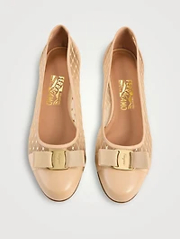 Mesh And Leather Ballet Flats