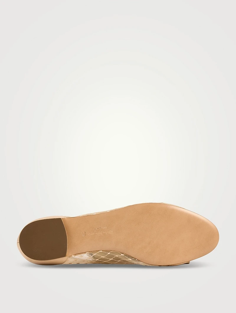 Mesh And Leather Ballet Flats