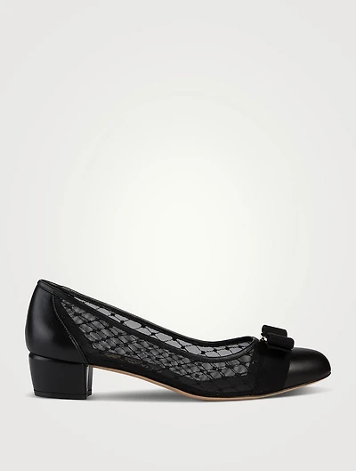 Mesh And Leather Pumps