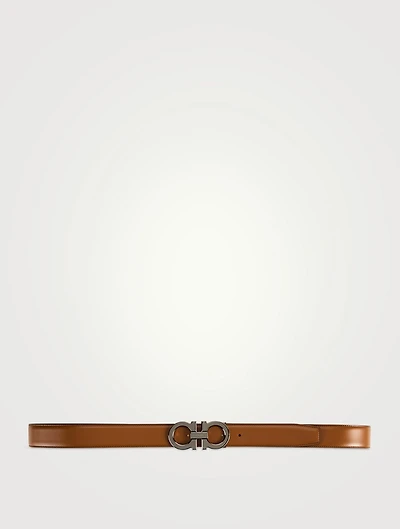 Gancini Leather Reversible Belt