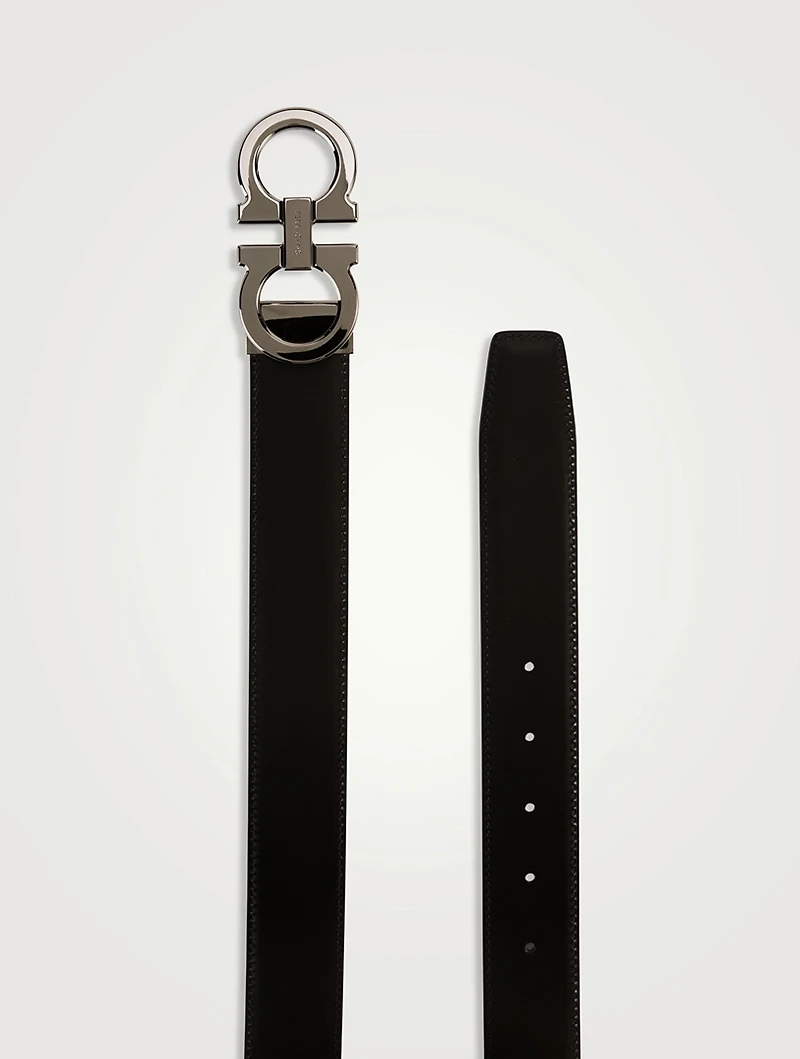 Gancini Leather Reversible Belt
