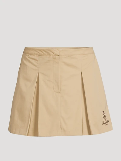 Pleated Cotton Mini Skirt