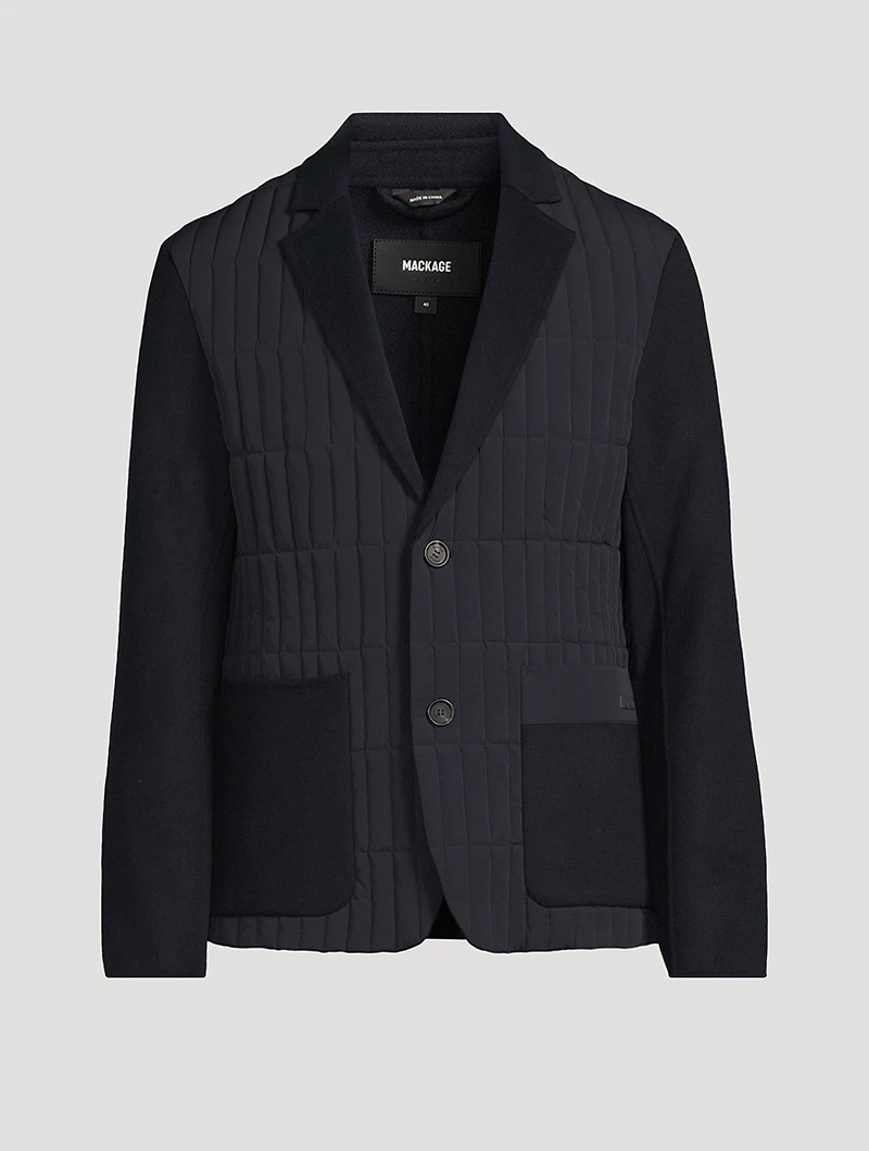 John Mixed-Media Vertical Quilt Blazer