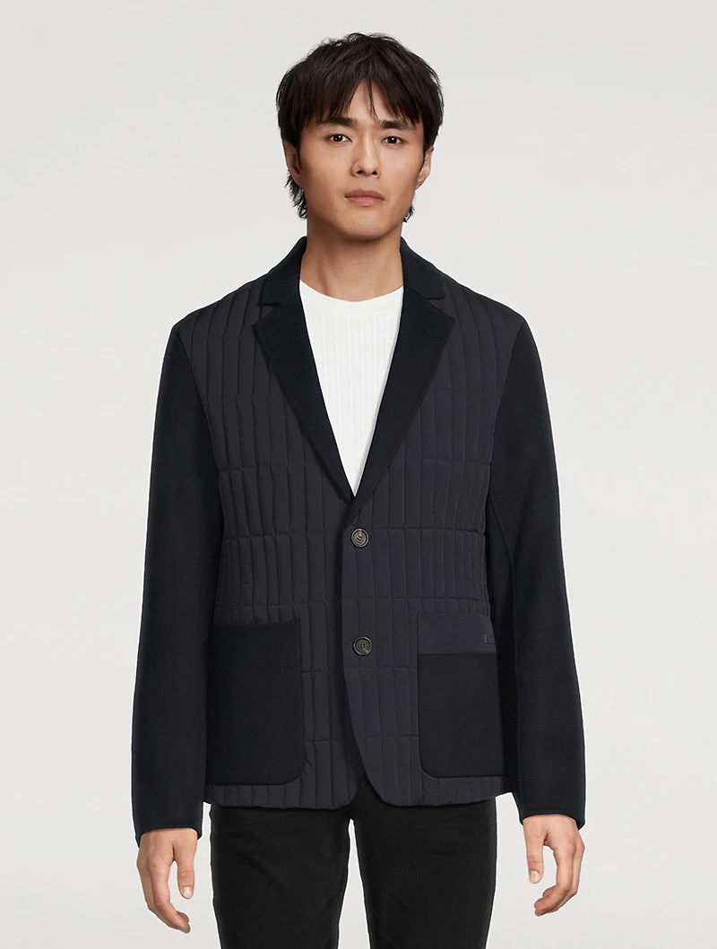 John Mixed-Media Vertical Quilt Blazer