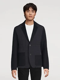 John Mixed-Media Vertical Quilt Blazer