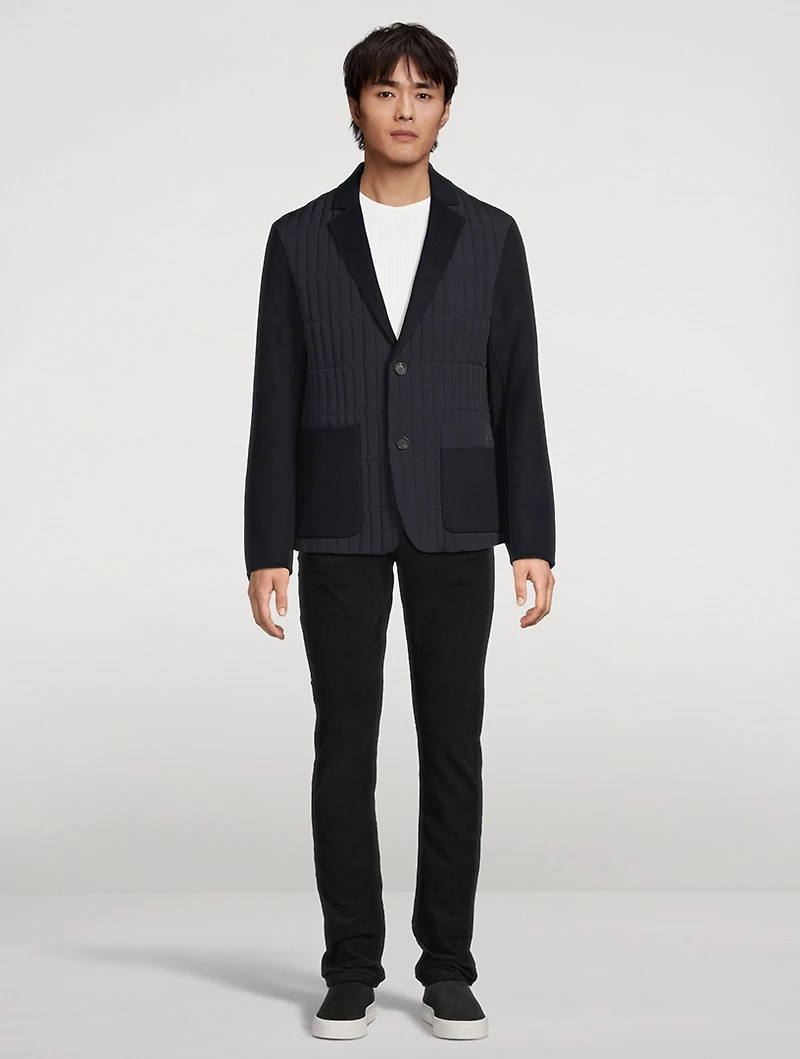 John Mixed-Media Vertical Quilt Blazer