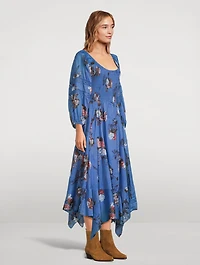 Morning Glory Smocked Maxi Dress Floral Print