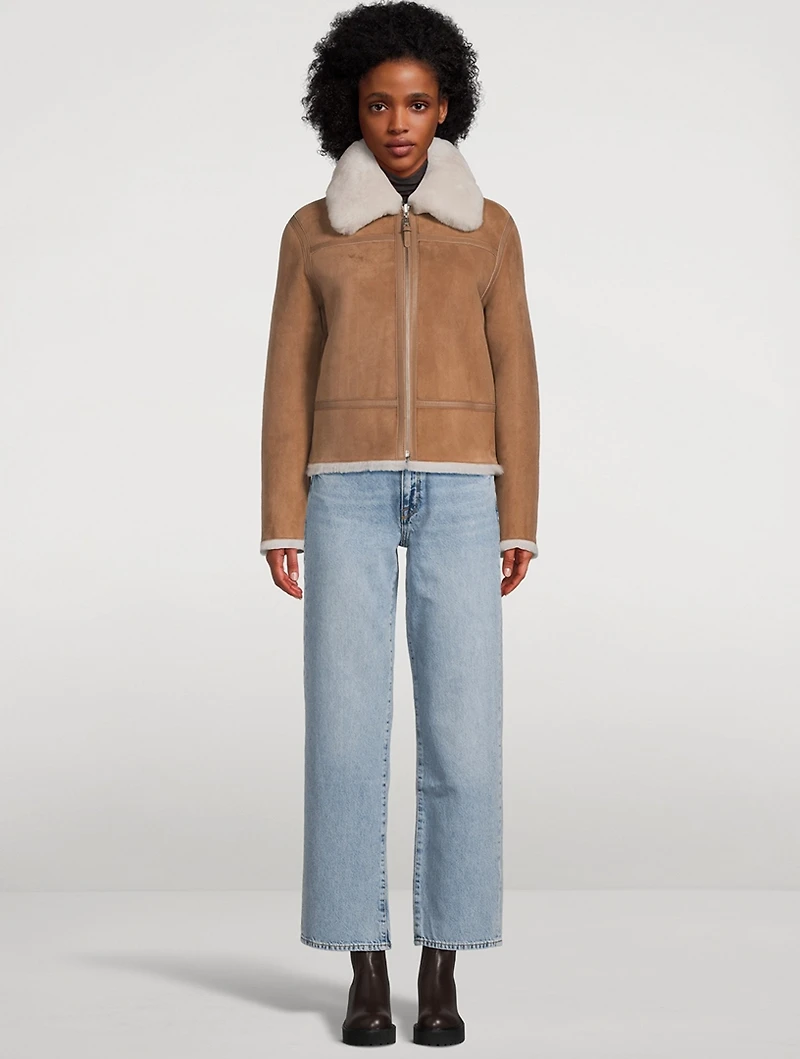 Betty Reversible Suede And Shearling Moto Jacket