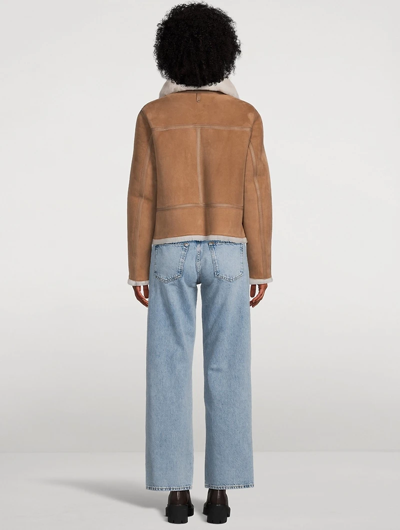 Betty Reversible Suede And Shearling Moto Jacket