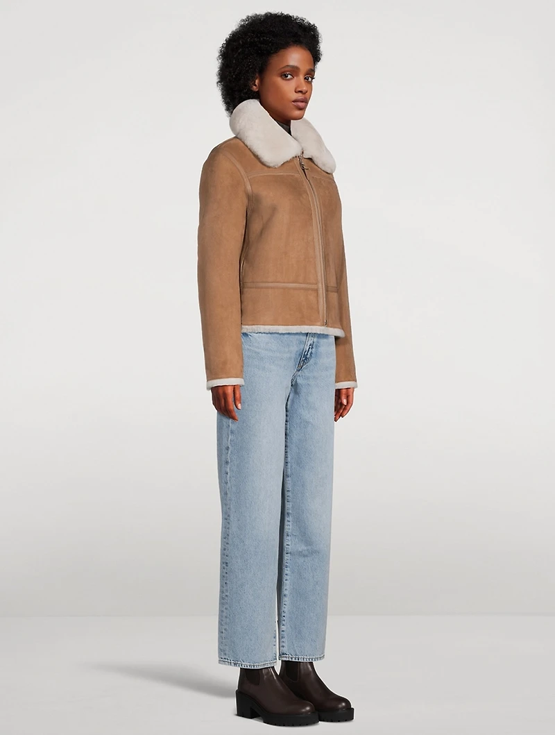 Betty Reversible Suede And Shearling Moto Jacket