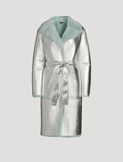 Kimberly Metallic Leather And Shearling Coat