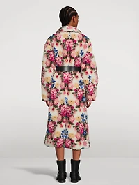 Belted Double-Breasted Teddy Coat Floral Print