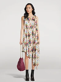 Asymmetric Silk Dress Floral Print