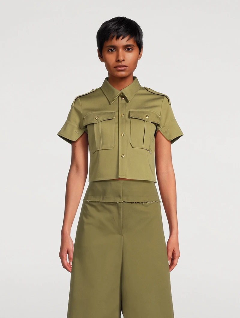 Cotton Gabardine Military Shirt