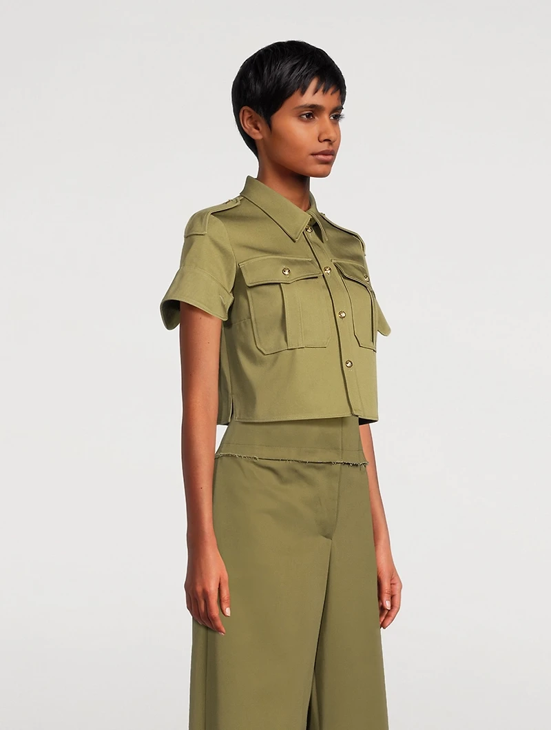 Cotton Gabardine Military Shirt