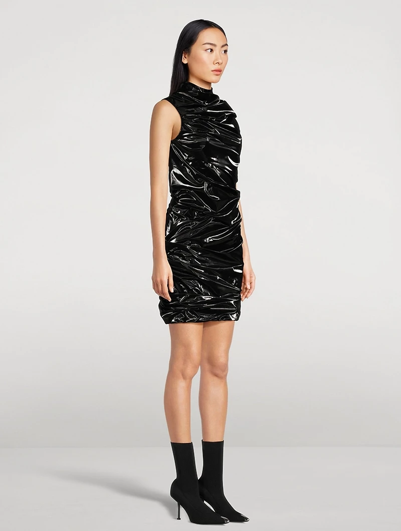 Laminated Jersey Mini Dress