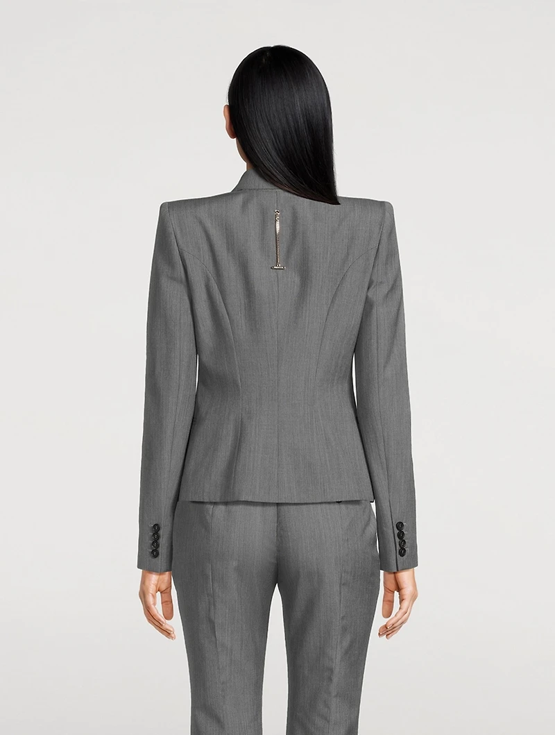 Wool Mohair One-Button Blazer