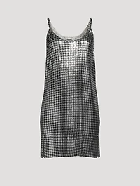 Metal Mesh Houndstooth Mini Dress