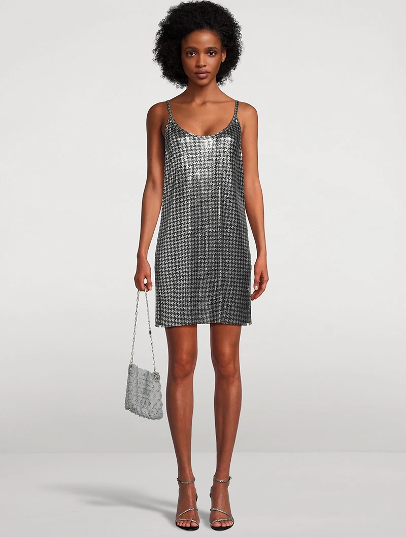Metal Mesh Houndstooth Mini Dress