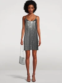Metal Mesh Houndstooth Mini Dress