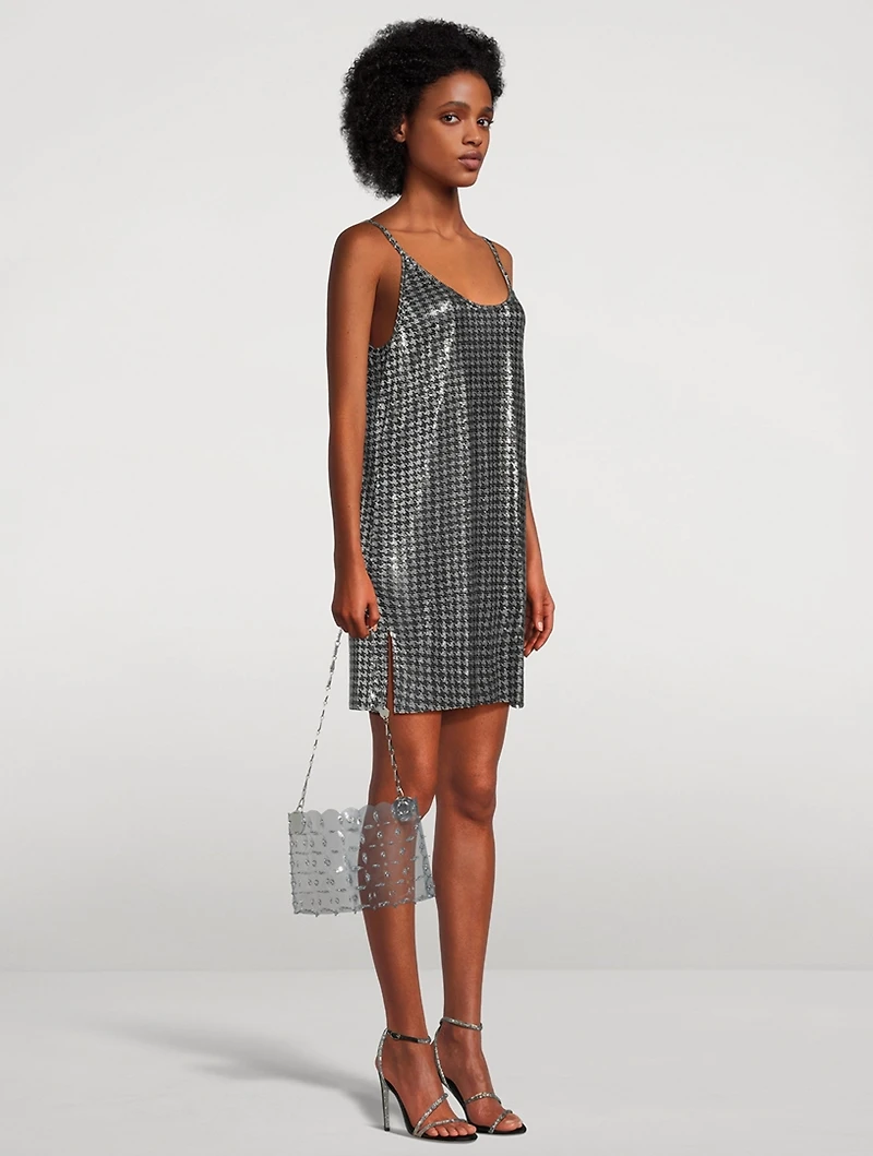 Metal Mesh Houndstooth Mini Dress