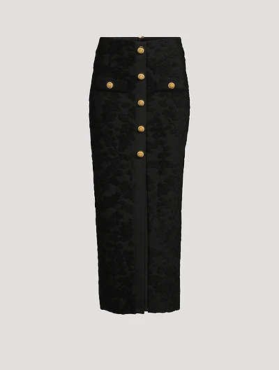 Red Currant Jacquard Pencil Skirt