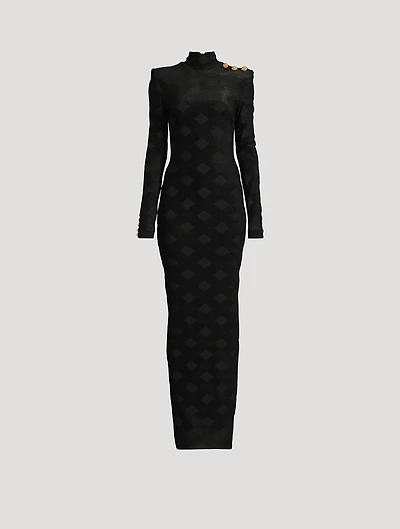 Gingham Jacquard Bouclé Maxi Dress