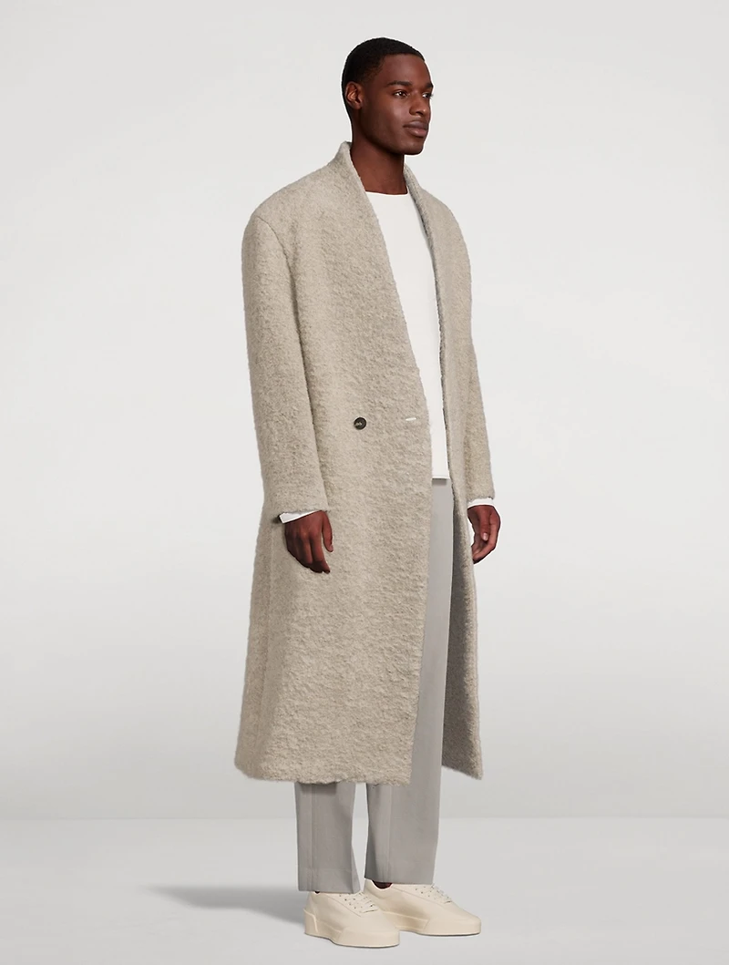 Bouclé Double-Breasted Overcoat