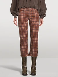 Boy Straight Jeans Plaid Print