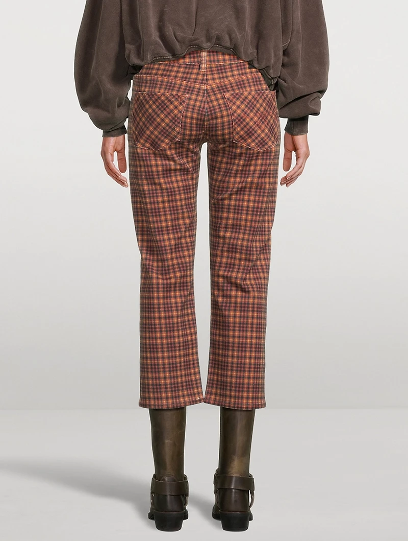 Boy Straight Jeans Plaid Print
