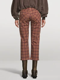 Boy Straight Jeans Plaid Print