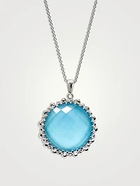 Large Dew Drop Silver Doublet Necklace With Turquoise