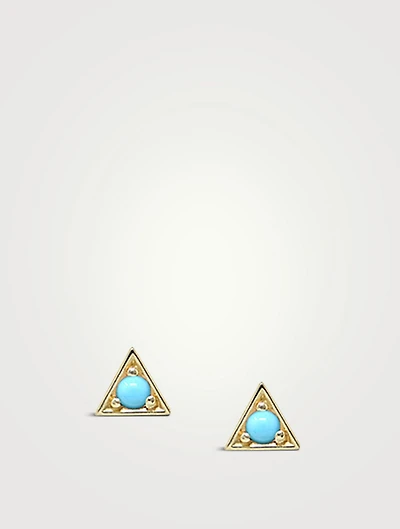 Cléo 14K Gold Triangle Stud Earrings With Turquoise
