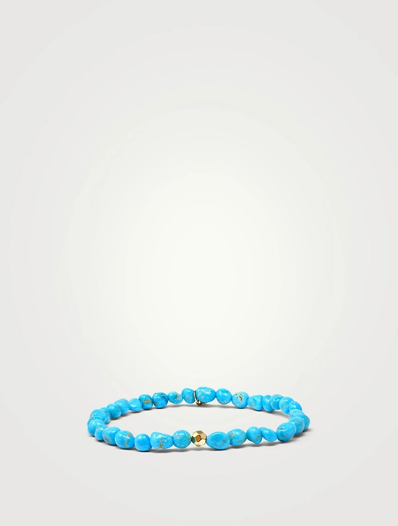 Bohème Sleeping Beauty Turquoise Bracelet With 14K Gold Rock Bead
