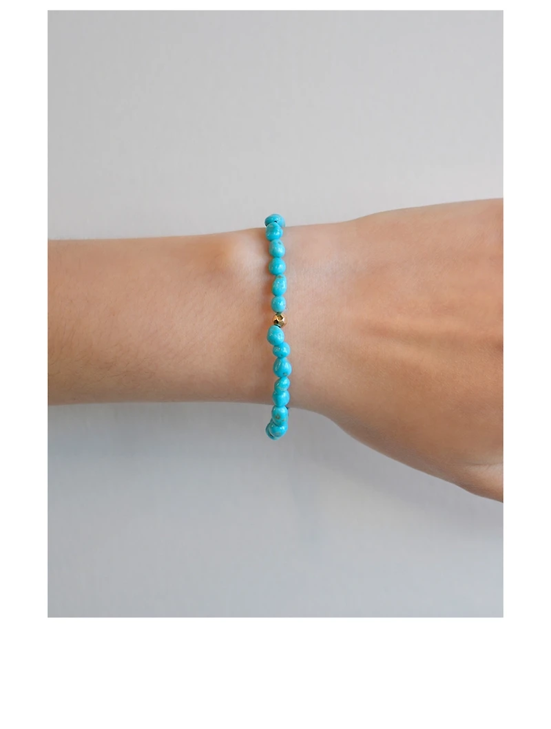 Bohème Sleeping Beauty Turquoise Bracelet With 14K Gold Rock Bead