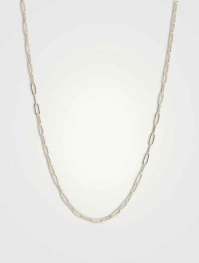 Mini 14K Gold Paper Clip Link Chain Necklace