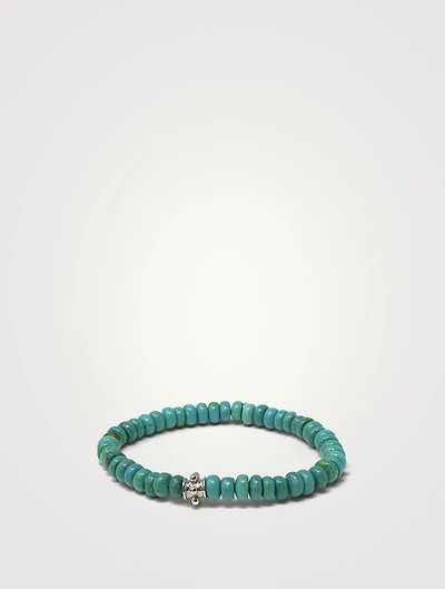 Bohème Turquoise Rondelle Bracelet With Silver Dew Drop Charm