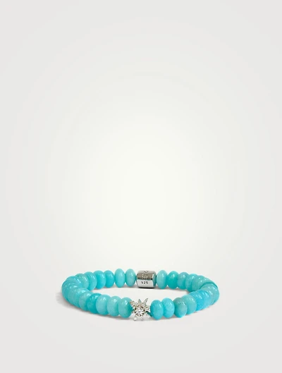 Bohème Amazonite Rondelle Bracelet With Silver And White Topaz Starburst Charm
