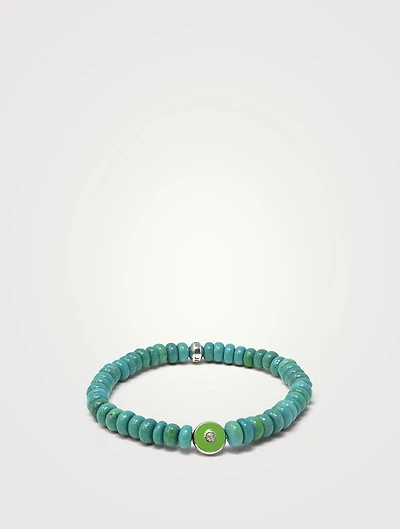 Jac+Jo Green Turquoise Bracelet With Silver Evil Eye Charm